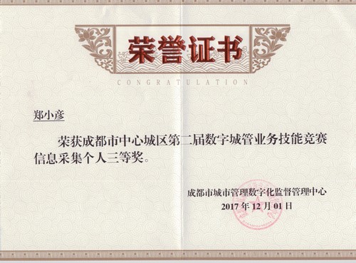 鄭小彥個(gè)人三等獎(jiǎng)2017